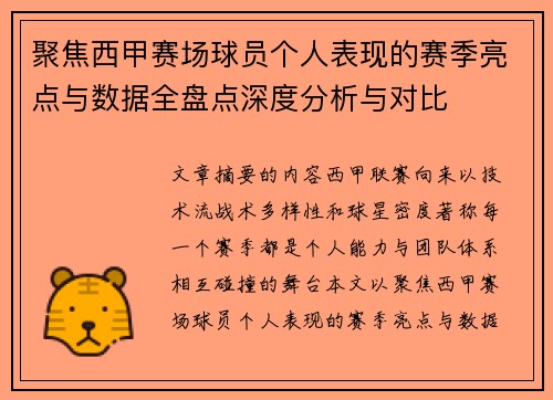 聚焦西甲赛场球员个人表现的赛季亮点与数据全盘点深度分析与对比